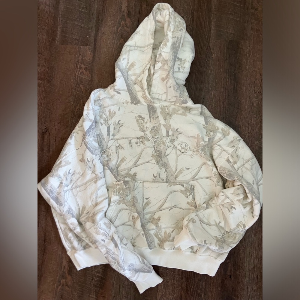 Dairy Boy Woodland camo boyfriend hoodie sweatshirt medium oversized